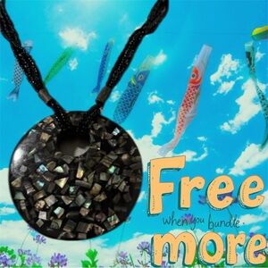 Free 💎Vintage Black Beaded Necklace with Statement Pendant